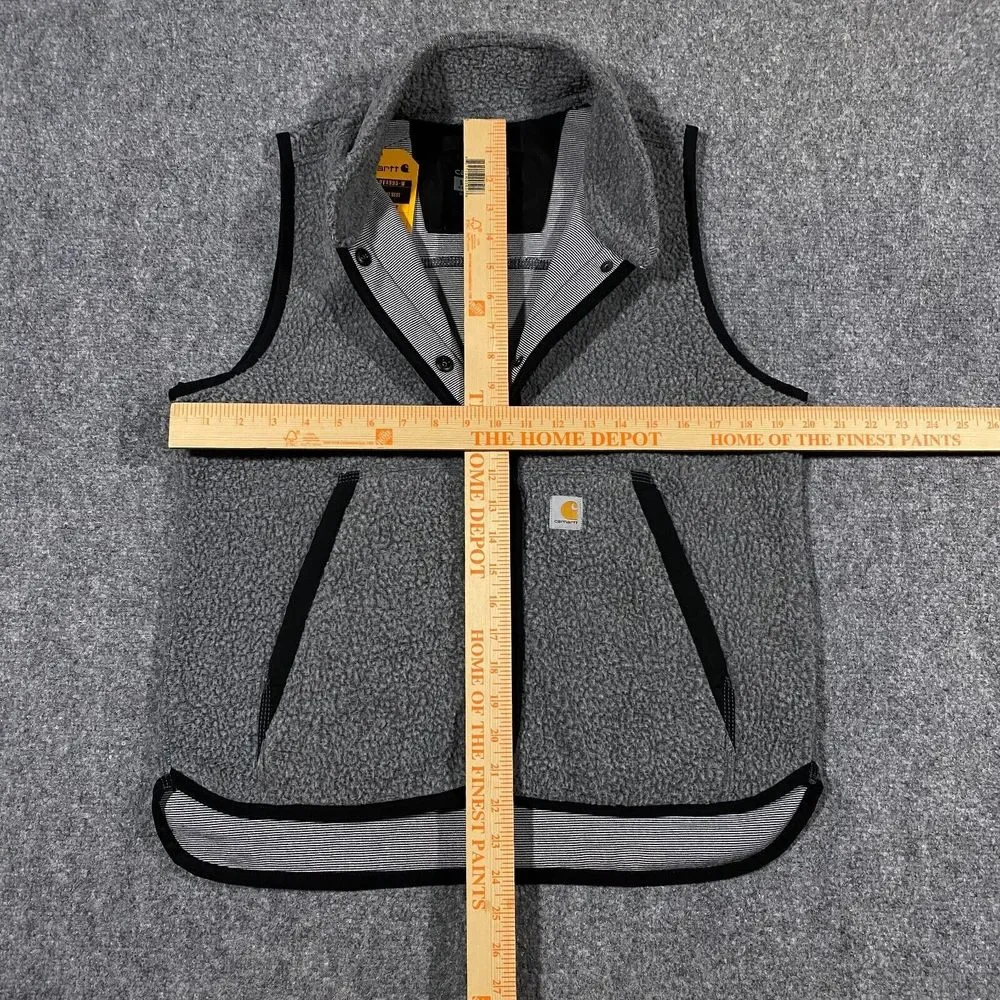 Carhartt Sherpa Fleece Snap Front Vest Womens Small S Relaxed Fit Gray Black NWT - Picture 14 of 16